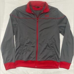 Under Armour Men's Track Jacket in Gray and Red Size Large